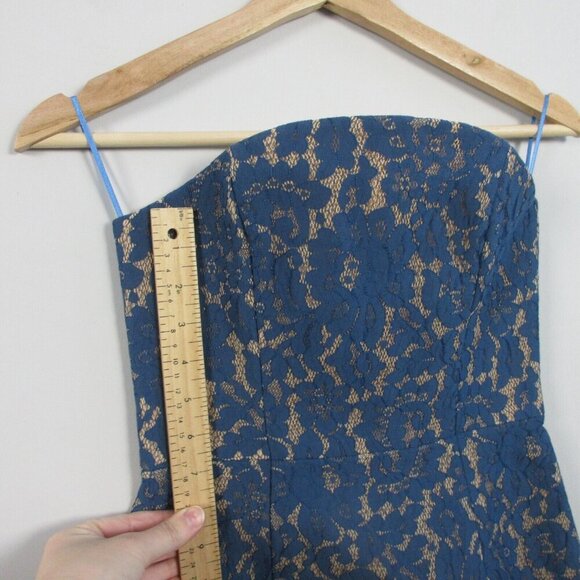 Keepsake Every Way Lace Mini Dress XS Blue Strapless Party Prom Cocktail 310 - Picture 8 of 11